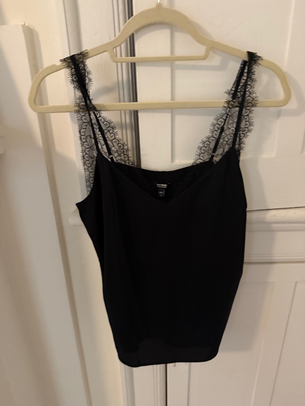 Lace-Trim Black Camisole Top